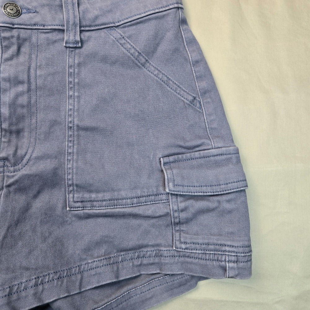 Hollister Ultra High-Rise Shorts Mom 3 Blue Gray Cargo Utility W26‎ 3/2 - Picture 4 of 9